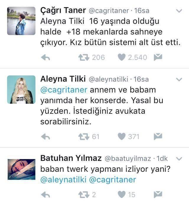 16 yaşında Aleyna Tilki'nin 18 yaş üzeri i̇çin olan mekanlarda sahneye çıkması hakkında ne düşünüyorsunuz?