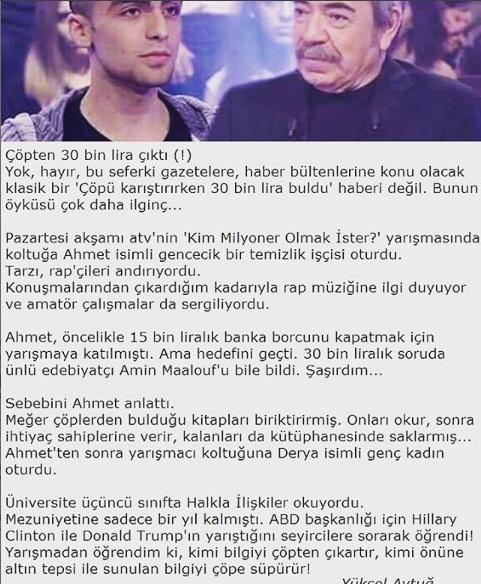 Çöpten 30 bin lira çıktı ! 'Kim milyoner olmak ister?' programı izlediniz mi?