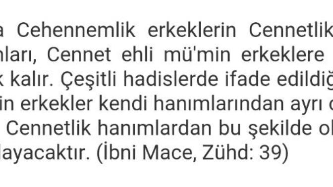 Cennette erkeklere huriler varda kadınlara ne var?