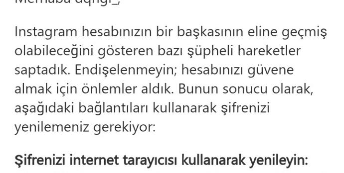 Biri benim instagram adresimle mi uğraşıyor?