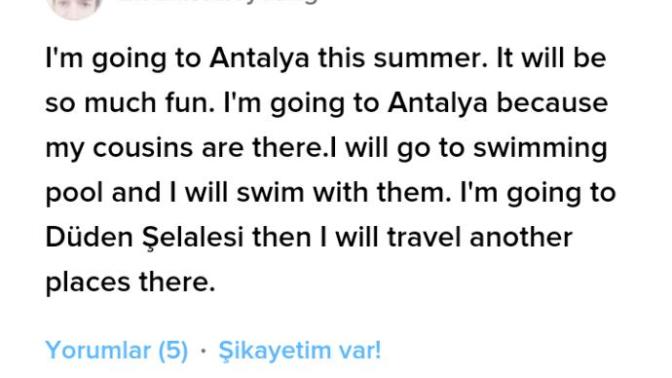 İngilizce tatil planı yapılıcak ingilizcesi iyi olan var mı 😒?