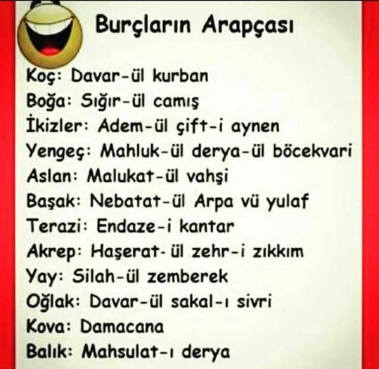 Burçların Arapçası 😂?