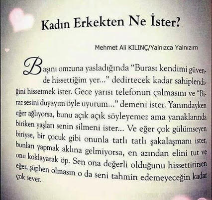 Bir kadın bir erkekten ne ister?