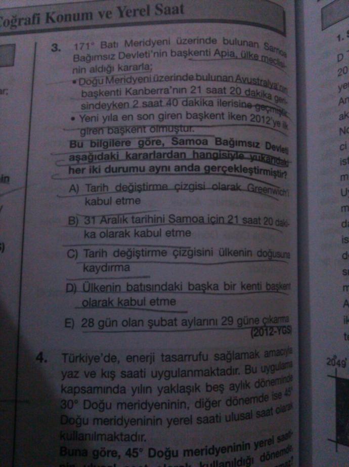 YGS COĞRAFYA SORUSU ACIL BILENE EIG??
