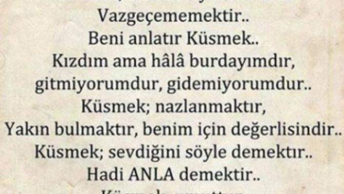 Küsmek nedir bilirmisin?