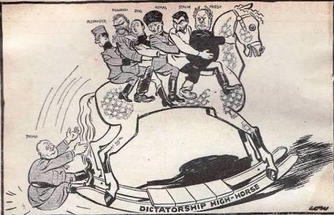 1930'lu 1940'lu yıllar arasında Avrupa da yayınlanmış Diktatörlük Yüksek At adlı karikatür hakkında ne düşünüyorsunuz? 