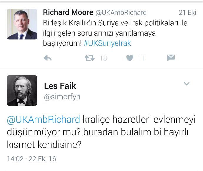 İngiliz büyükelçi Richard Moore twitter hesabından trol sorulara cevap vermesini nasıl degerlendiriyorsunuz?