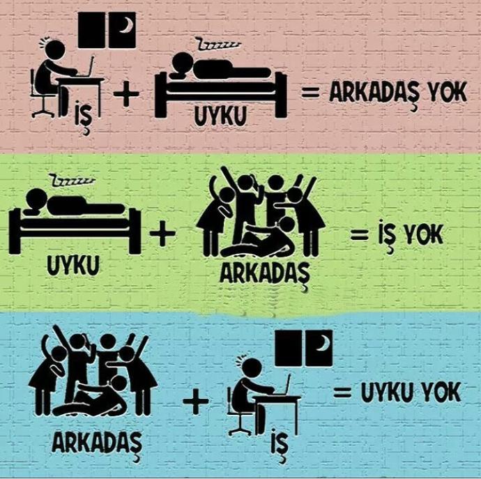 İş uyku veya arkadaş.Sizde hangisi yok ?