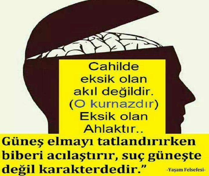 dahilde eksik olan akıl değil ahlaktır.?