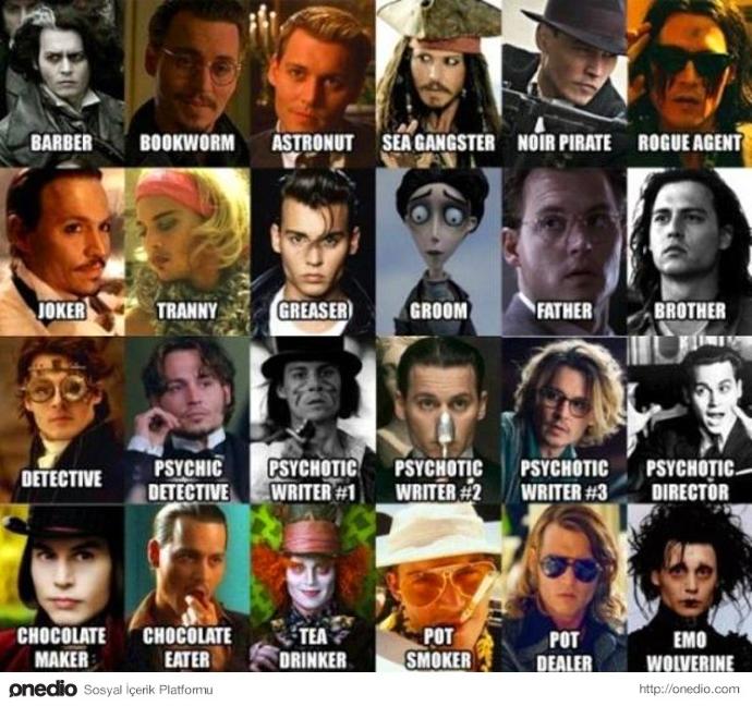 Johnny depp denildiğinde aklına hangi rolü ve tiplemesi geliyor