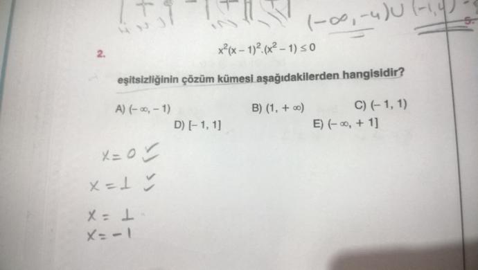 Soruya bakar mısınız? Eşitsizliklerde aynı kökten 3 tane çıkarsa ne yapılır? Çift katlı kök vs karıştırdım da?
