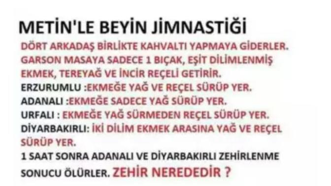 %65 zorluk dereceli zeka sorusu buyrun arkadaşlar?