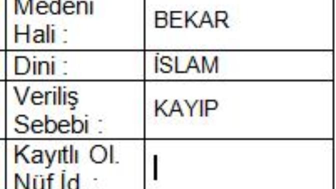 Kayıt oldugu nüfüs idaresi nedir bilen var mı?