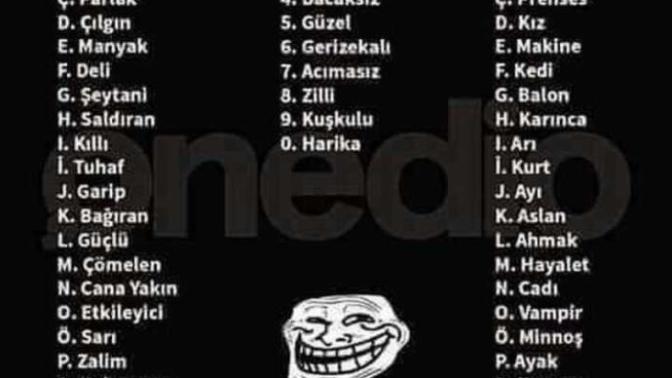 Selamm 😊lakap jeneratörü bakalım ne lakaplar çıkacak 😊amaç gülmek 😁?