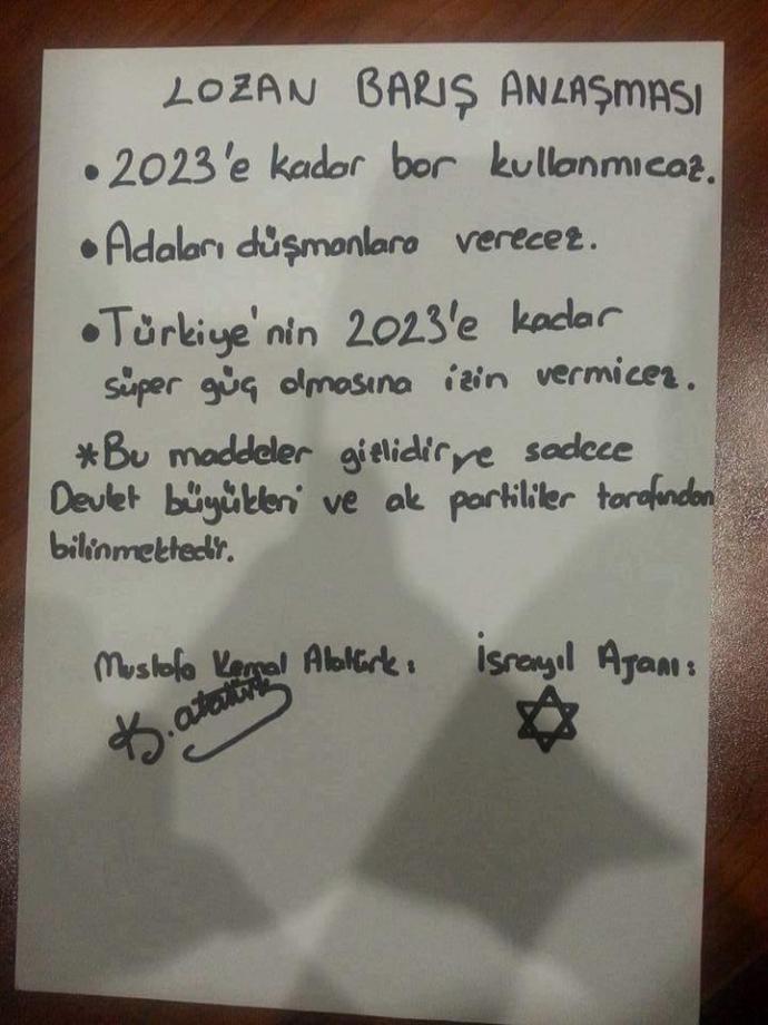 Lozan'ın gizli maddeleri hakkında ne düşünüyorsunuz?
