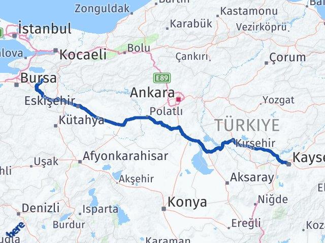 Bursa-Kayseri yolu