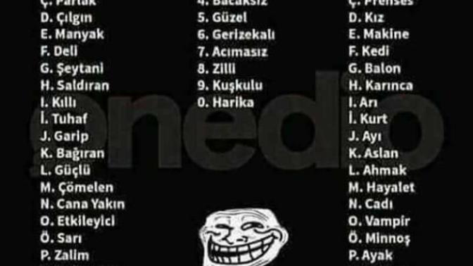 Lakap jeneratörü geldi 😊 sizin lakabınız ne?