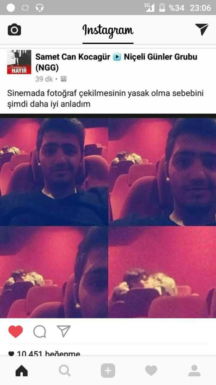 Sinemada hiç yiyişen sevgilileri gördünüz mü 🙊🙊??