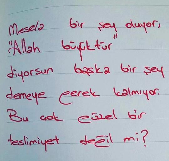 Hayırlısı. . Ne güzel bir teslimiyet değil mi?