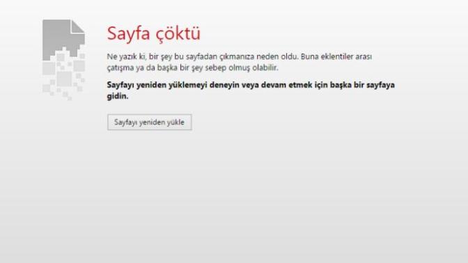 Sayfa Çöktü Hatası?
