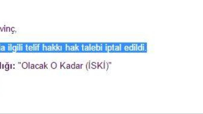 Youtube'da Videonuzla ilgili telif hakkı hak talebi iptal edildi uyarısı ne anlama geliyor ne demek bu?