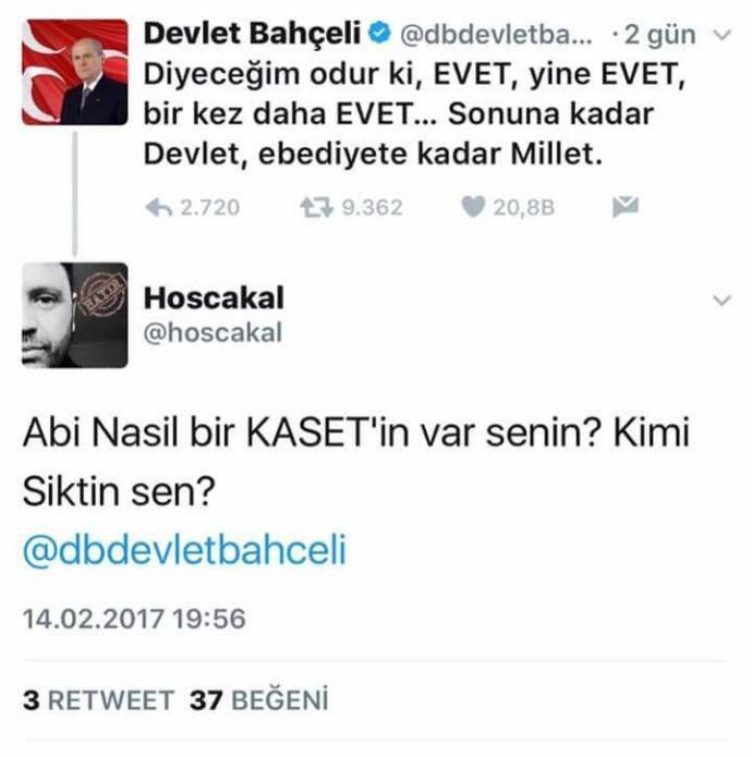 Devlet Bahçeliye atılan tweeti gördünüz mü? Neden bu tweete cevap verememiş sizce?