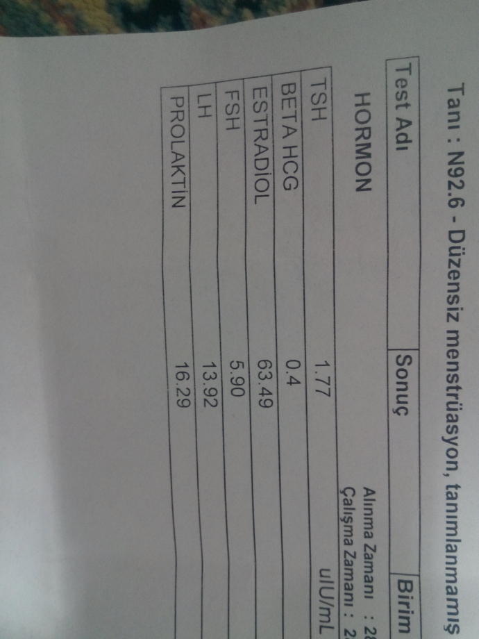 Hormon tahlili sonuçları?
