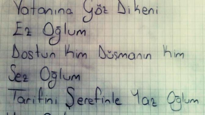 Vatanla ilgili bir şarkı/türkü sözü yazar mısınız?