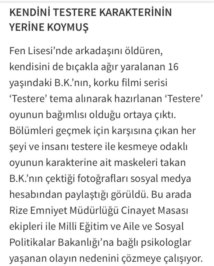 Rize'de Sınıf Öğrencisi derste arkadaşının boğazını bıçakla kesip öldürdü, yeni eğitim disiplinleri için ne düşünüyorsunuz?