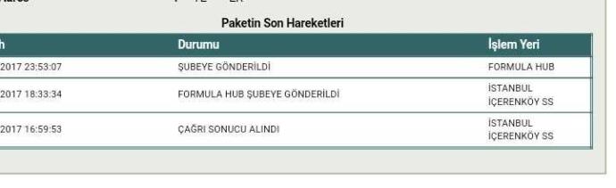 ya kargo takipte ne demek istemiş?