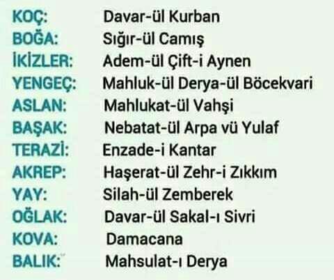 osmanlıca burç isimlerini biliyormuydunuz 😊?