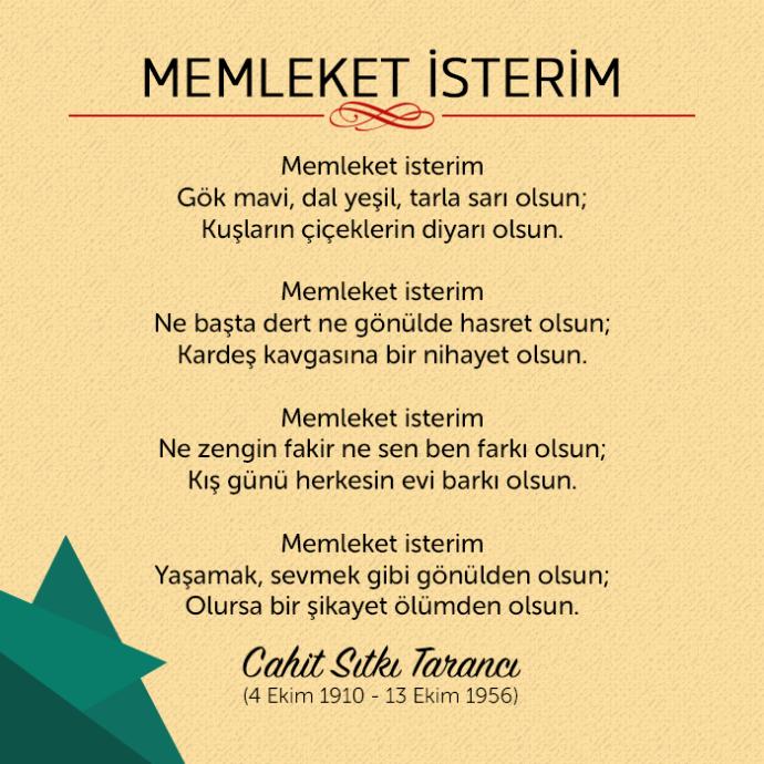 "Memleket İsterim" şiiri sana ne hissettirdi, düşündürdü söyler misin?