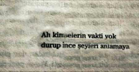 ah kimselerin vakti yok , durup ince şeyleri anlamaya...?