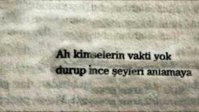 Ah kimselerin vakti yok , durup ince şeyleri anlamaya?