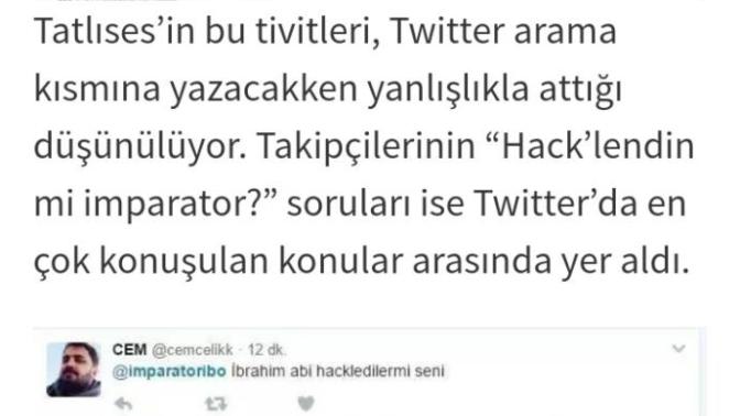 İbrahim tatlısesin twitterdan attıgı seks aramaları için siz ne düşünüyorsunuz? Ibrahim tatlises yoksa bır abazamı?