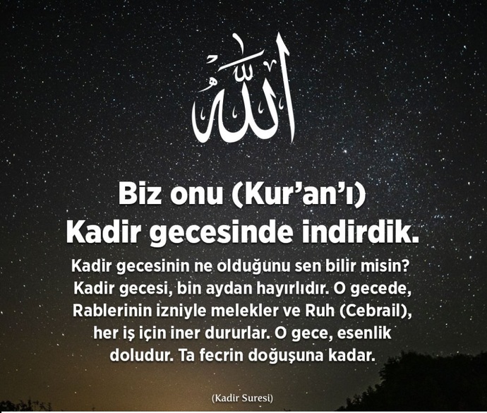 Kadr Suresi tam anlamıyla bütün ayetleri.