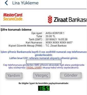 ziraat bankası 3d secure şifresi gelmiyor
