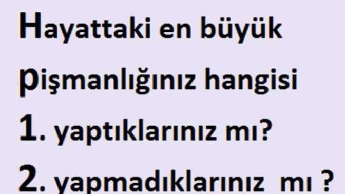 İyi akşamlar 😊En büyük pişmanlıgınız hangisi? güzel soru valla herkesten cvb bekliyorum 😉?