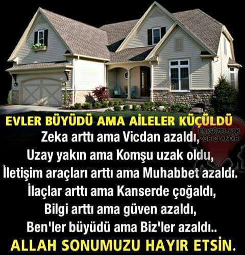 Evler büyüdü ama aileler küçüldü. Düşünceleriniz nedir??