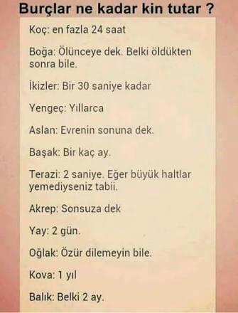 Burclara gore kin tutma oranlari siz ne kadar kincisiniz???