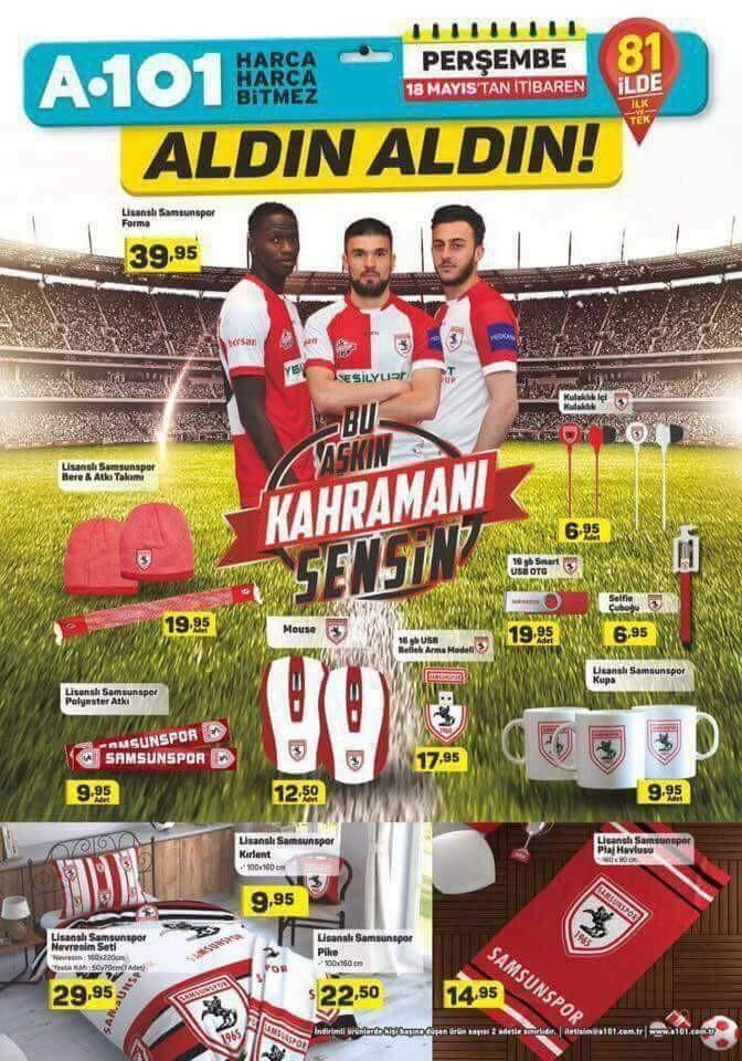 18 mayısta a101'de 4 büyük kulüplerin ve Samsunspor'un lisanslı ürünleri satışa sunuluyor alacak mısınız?