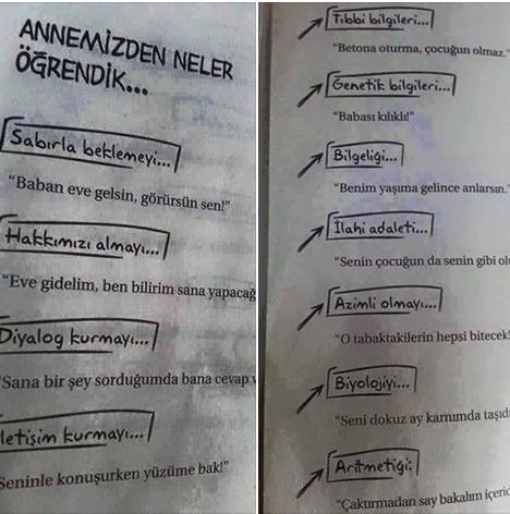 Sizler annenizden neler öğrendiniz ?