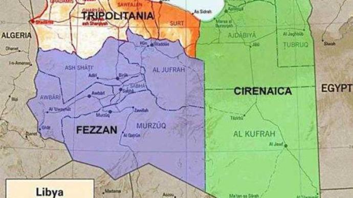 Fiza'nın haritadaki yeri (Fezzan yazan yer)