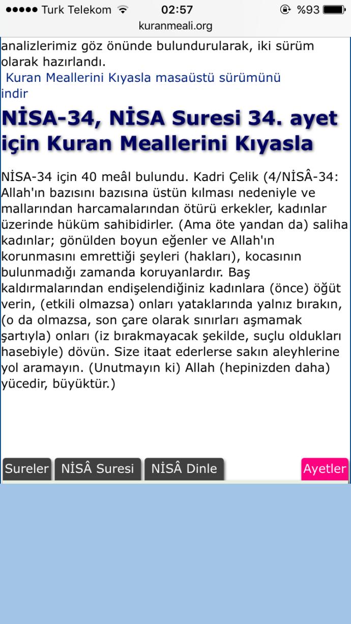 Arkadaşlar cidden kötü durumdayım din konusunda. Siz Nisa 34 hakkında ne düşünüyorsunuz?