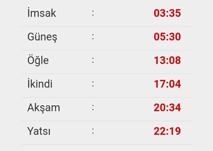 Namaz Saatlerini Anlamadım Yardimci olurmusunuz?
