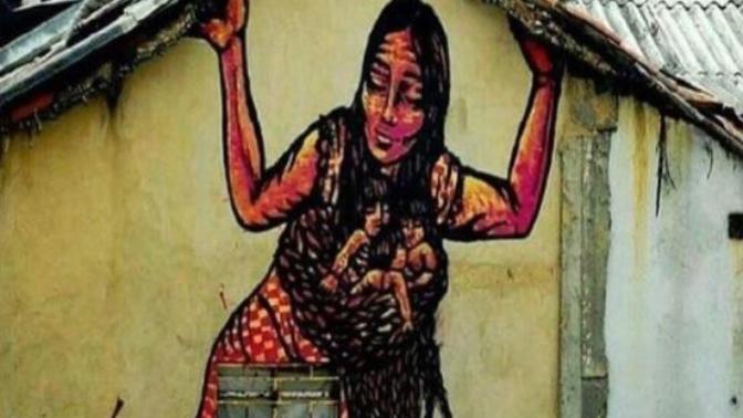 ''Kadın evi ayakta tutar'' mesajı veren bu sanat eserini beğendiniz mi?