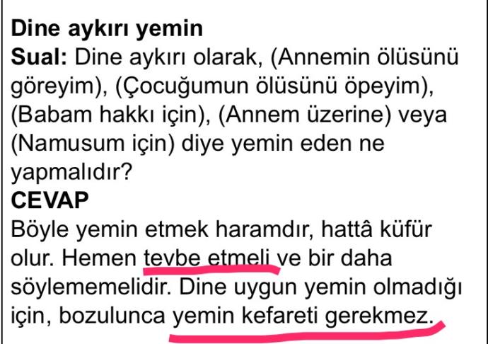 Yemin bozmak ve kefaretle ilgili acil?