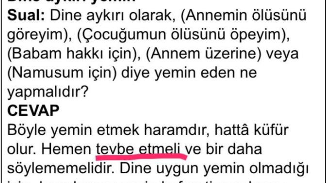 Yemin bozmak ve kefaretle ilgili acil?