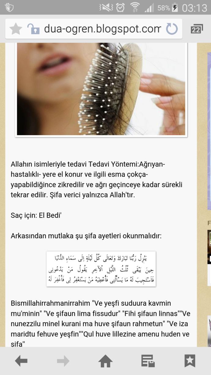 Sac dökülmesi için dua var mi?