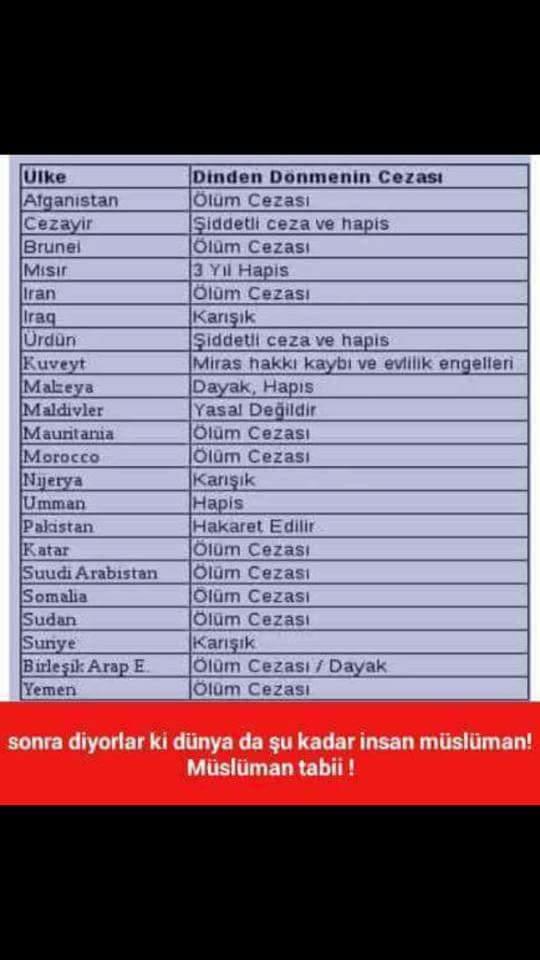 islam hukukunda dinden dönenlere neden ceza vardır??